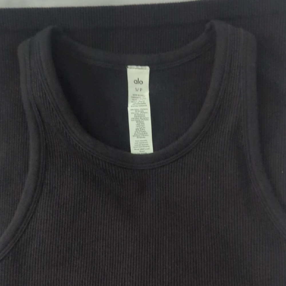 Alo Black Ribbed Tank Top